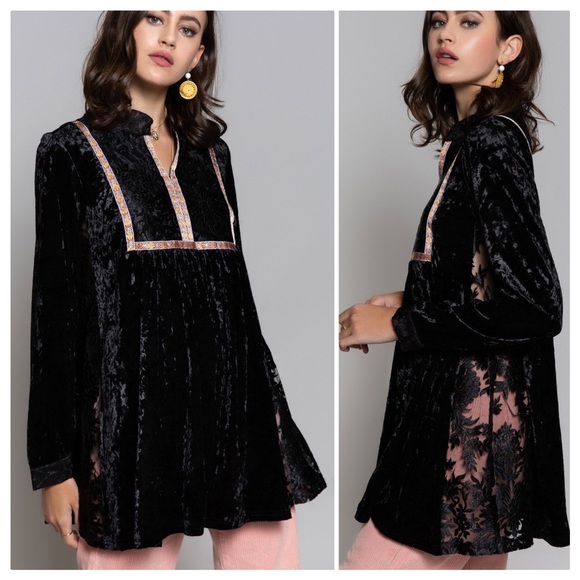 POL Tops - POL The Luxury Velvet and Tulle Tunic